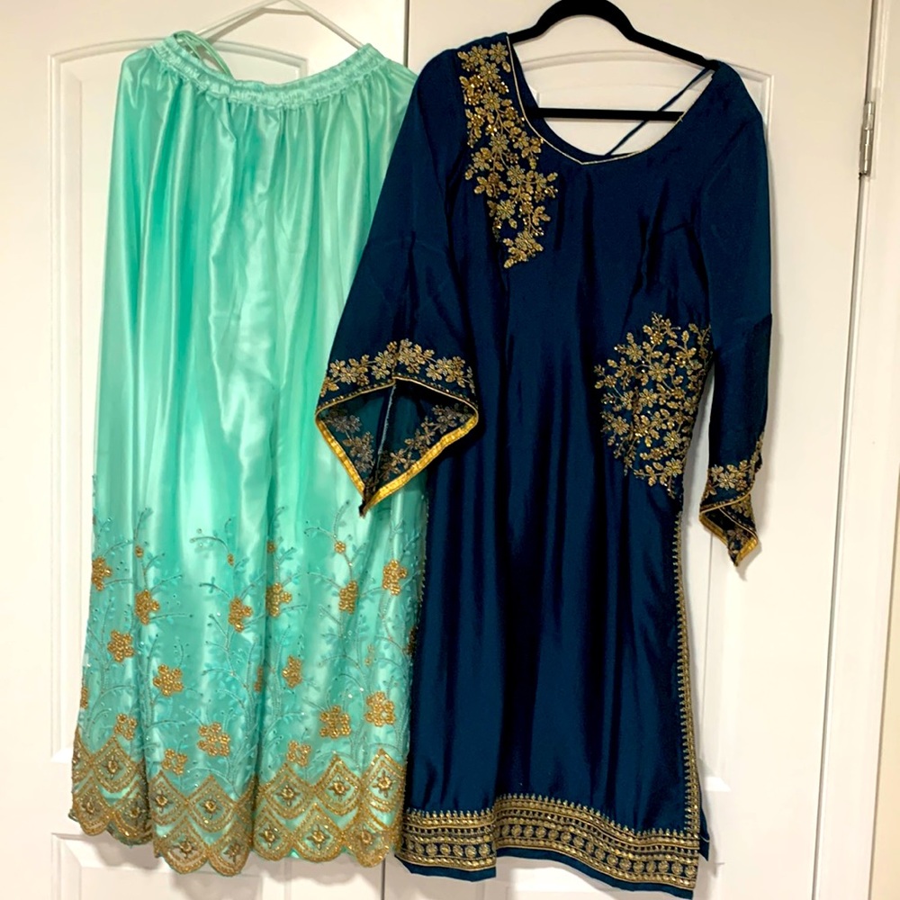 Indian Sharara dress with heavy embroidery and net dupata